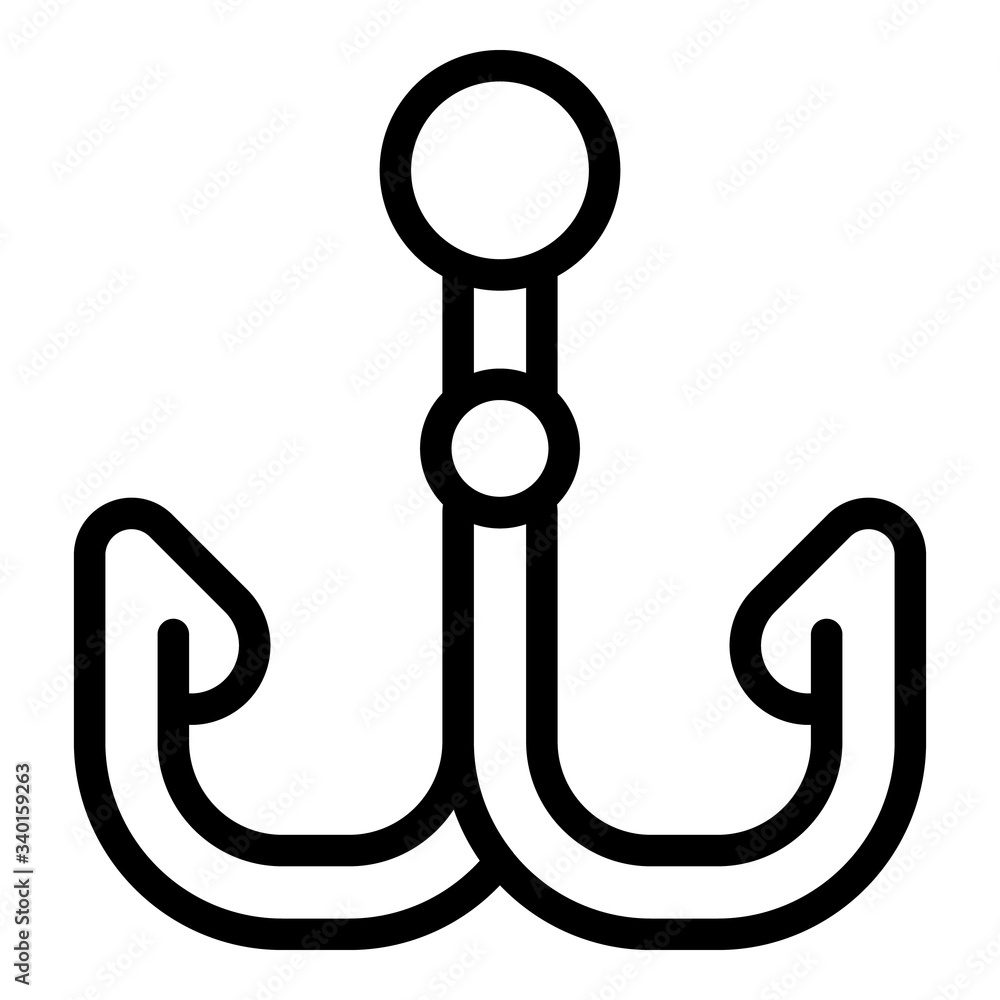 Double hook icon. Outline double hook vector icon for web design isolated on white background Double hook icon. Outline double hook vector icon for web design isolated on white background