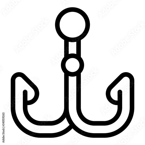 Double hook icon. Outline double hook vector icon for web design isolated on white background
