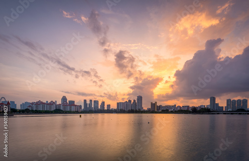 Singapore 2018 Sunset at Kallang Lake look from Water Sports Centre, Singapore sport hub