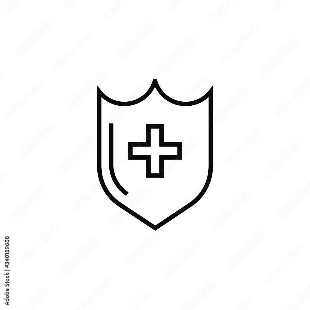 medical shield icon vector outline design isolated on white background