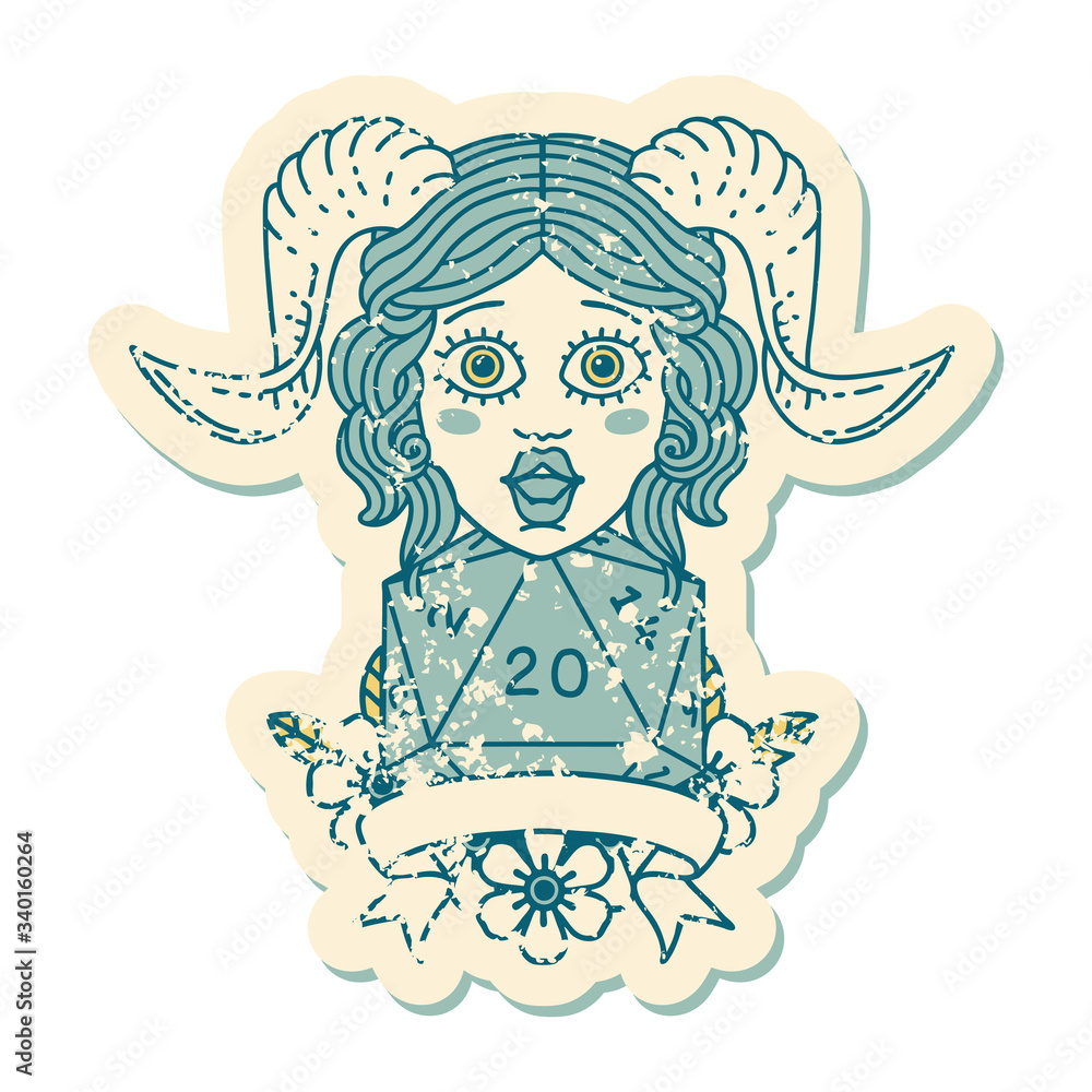tiefling with natural twenty dice roll illustration tiefling with natural twenty dice roll illustration