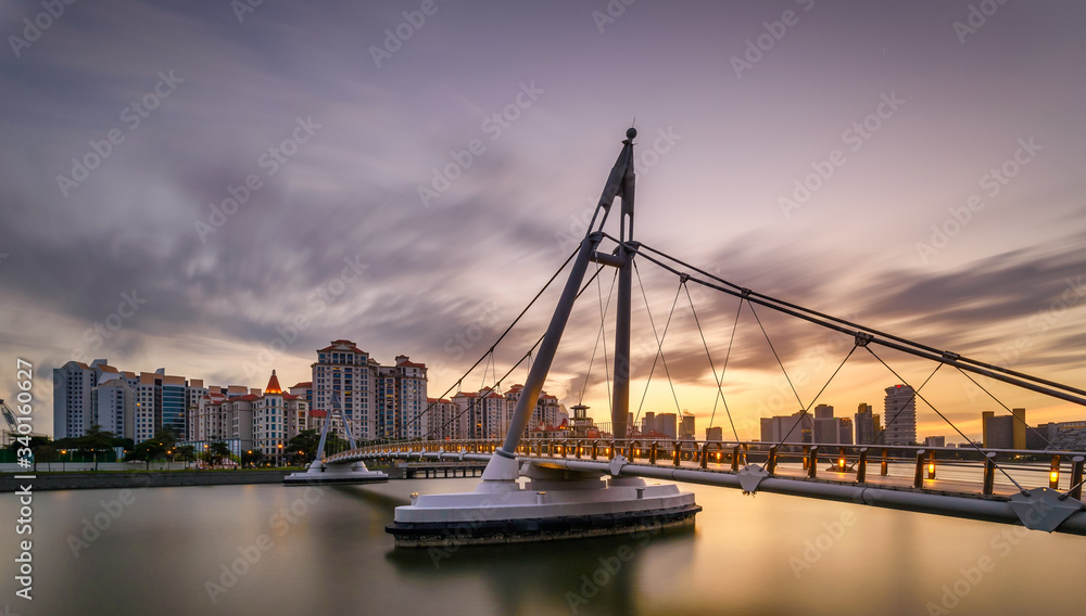 Geylang River, Singapore 2018 Sunset at Tanjong Rhu Suspension Bridge Geylang River, Singapore 2018 Sunset at Tanjong Rhu Suspension Bridge