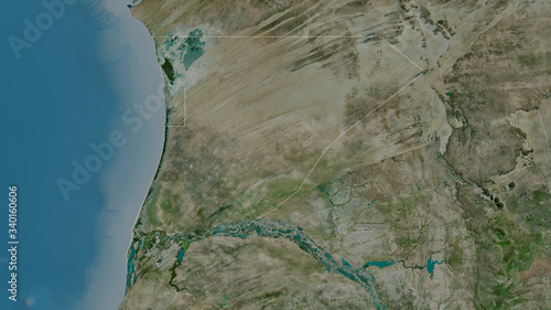 Trarza, Mauritania - outlined. Satellite