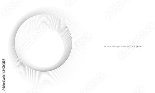 abstract dots particles circle round frame isolated on white background. Vector illustration in concept digital, technology, modern, science.