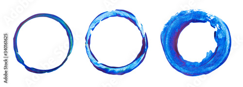 Set Blue watercolor circle isolated on white background