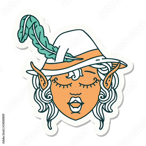 elf bard character face sticker