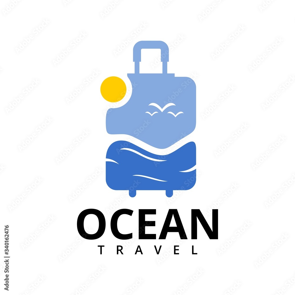 ocean travel bag logo vector for travel tour company