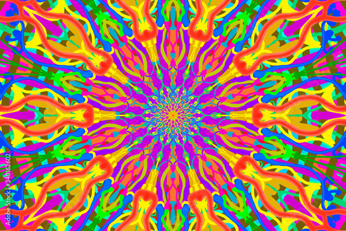 Kaleidoscope, colorful digital art, wallpaper,  illustration, multi-coloured, hypnotising, pink, green, purple, orange, blue, purple.  photo