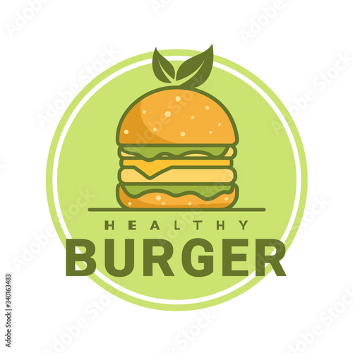Healthy burger logo template, Suitable for restaurant and cafe logo