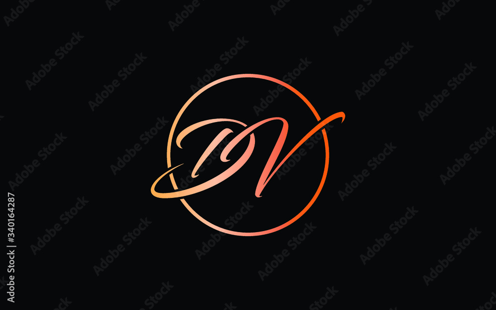DV or VD and D, V Uppercase Cursive Letter Initial Logo Design, Vector Template