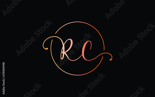 RC or CR and R, C Uppercase Cursive Letter Initial Logo Design, Vector Template photo