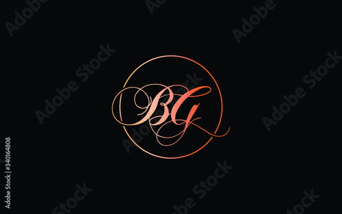 BG or GB and B, G Uppercase Cursive Letter Initial Logo Design, Vector Template