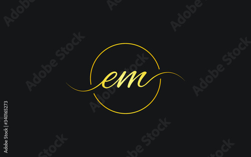 em or me and e or m Lowercase Cursive Letter Initial Logo Design, Vector Template