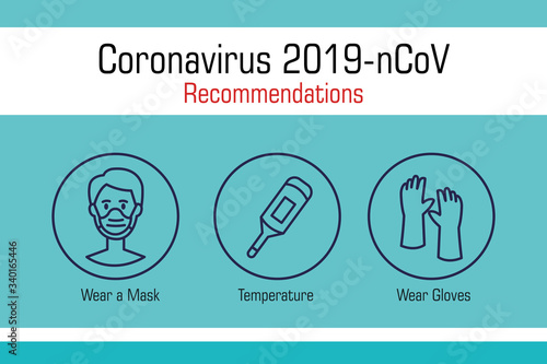 banner of recommendations of coronavirus 2019 ncov vector illustration design