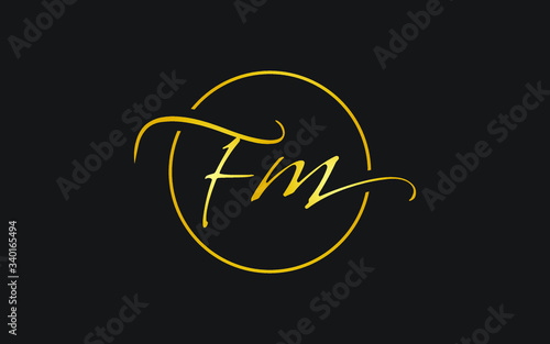 FM or MF and F, M Uppercase Cursive Letter Initial Logo Design, Vector Template