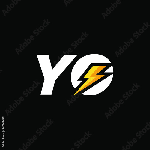 Initial Letter YO with Lightning