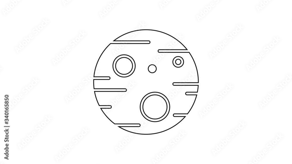 Black line Planet Mars icon isolated on white background. 4K Video motion graphic animation Black line Planet Mars icon isolated on white background. 4K Video motion graphic animation