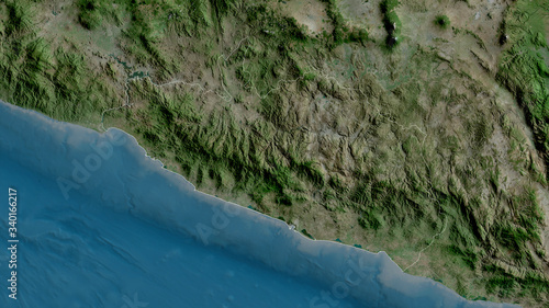 Guerrero, Mexico - outlined. Satellite photo
