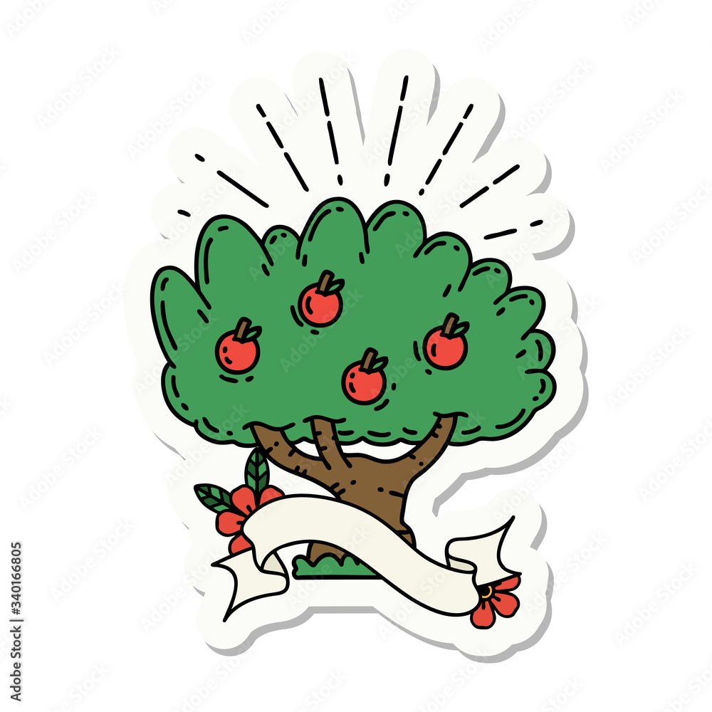 sticker of tattoo style apple tree sticker of tattoo style apple tree