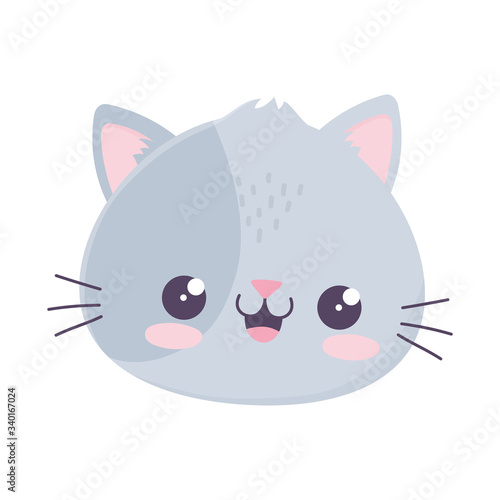 kawaii cute cat face cartoon isolated icon