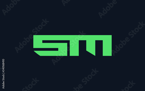 SM or MS and S or M Uppercase Letter Initial Logo Design, Vector Template