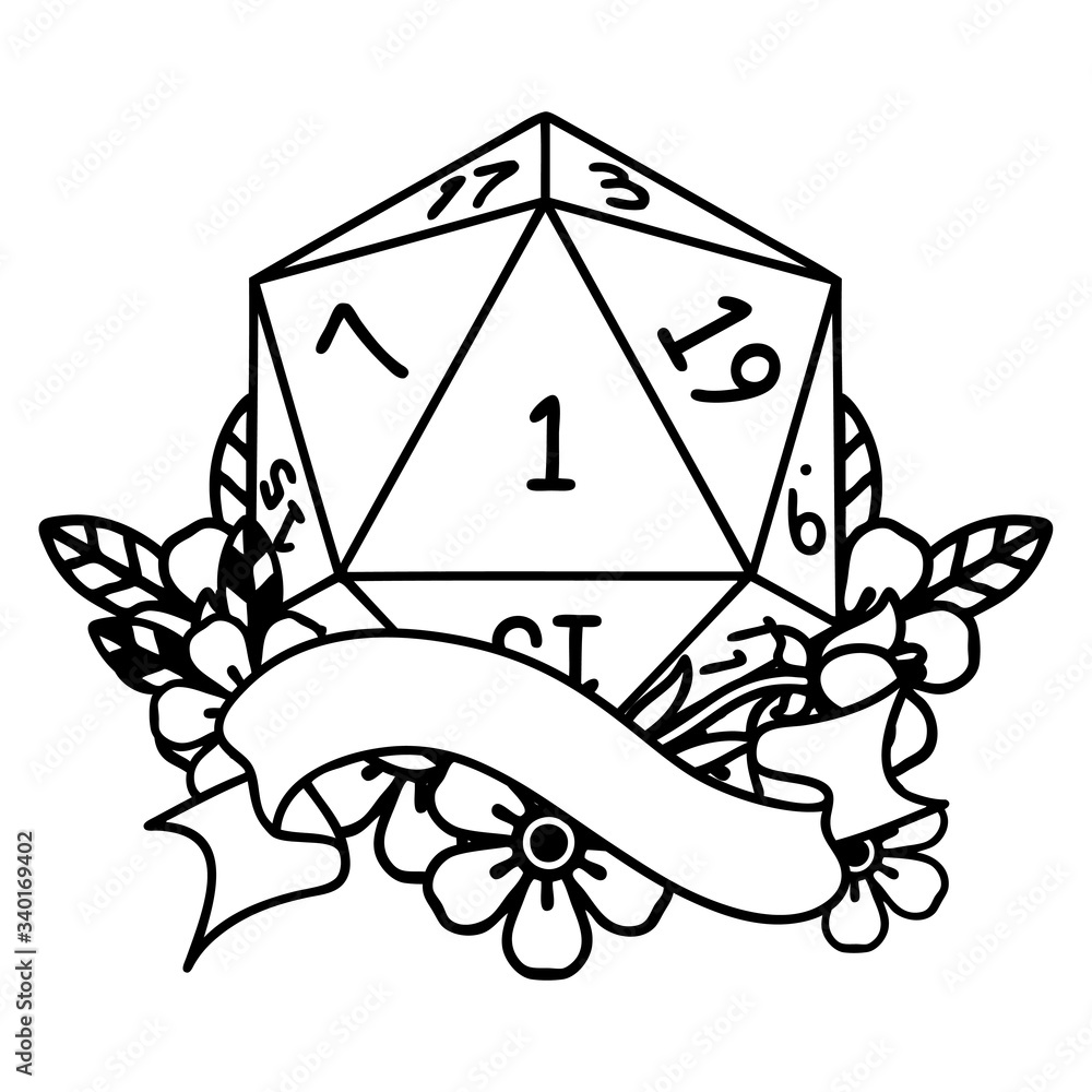 natural one d20 dice roll illustration natural one d20 dice roll illustration