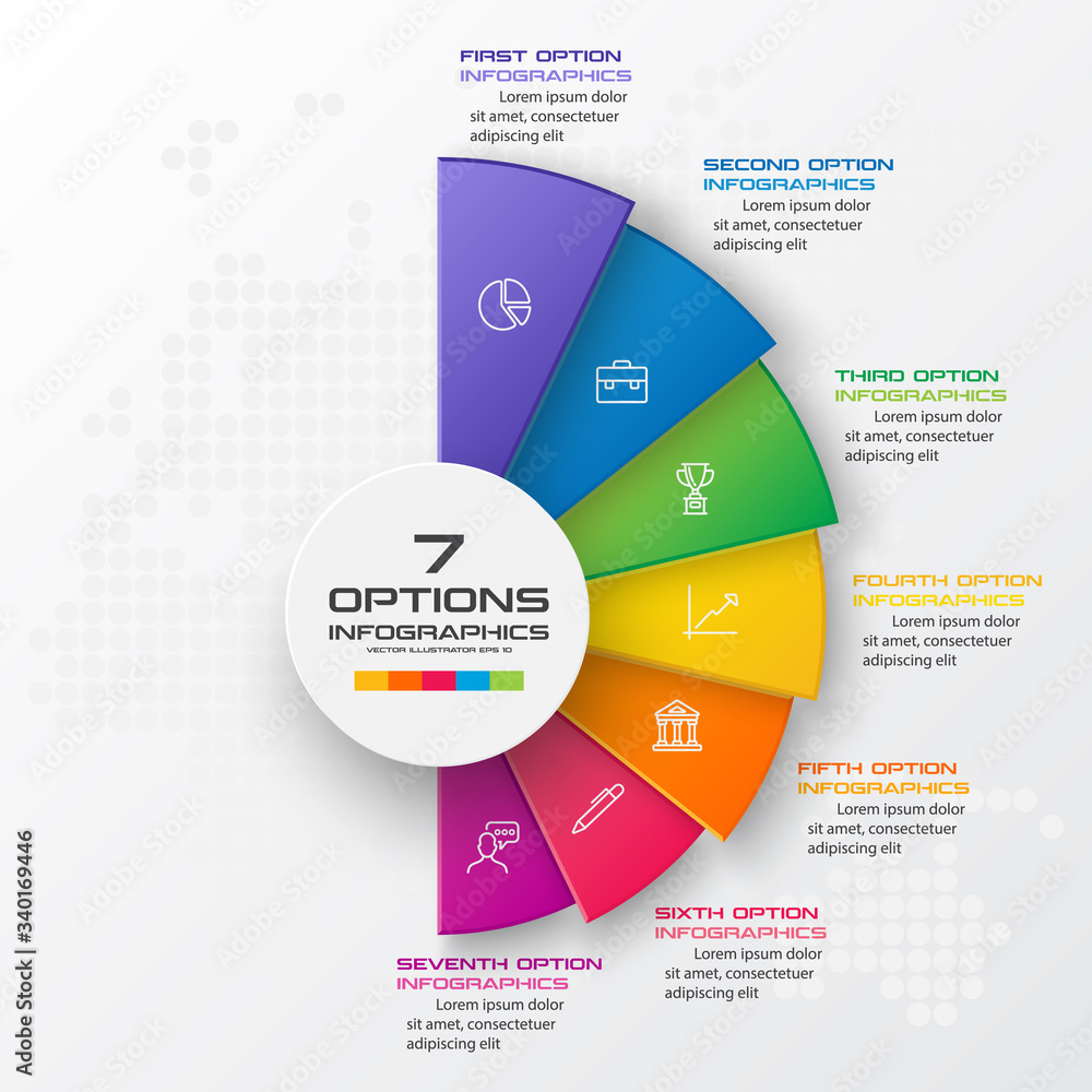 Business infographics 7 steps,Abstract design element,Vector illustration. Business infographics 7 steps,Abstract design element,Vector illustration.