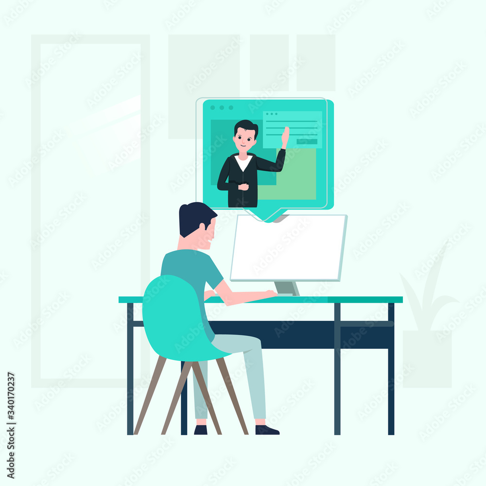 Telecommuting concept illustration Telecommuting concept illustration