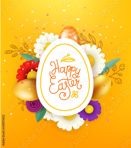 Easter card layout. Vector layered illustration