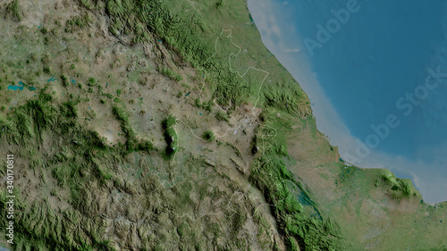 Puebla, Mexico - outlined. Satellite