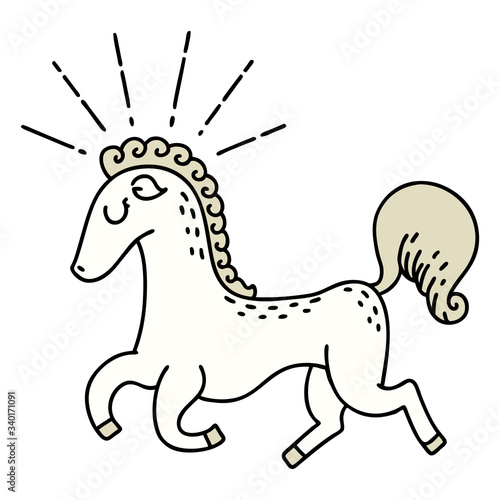 traditional tattoo style prancing stallion