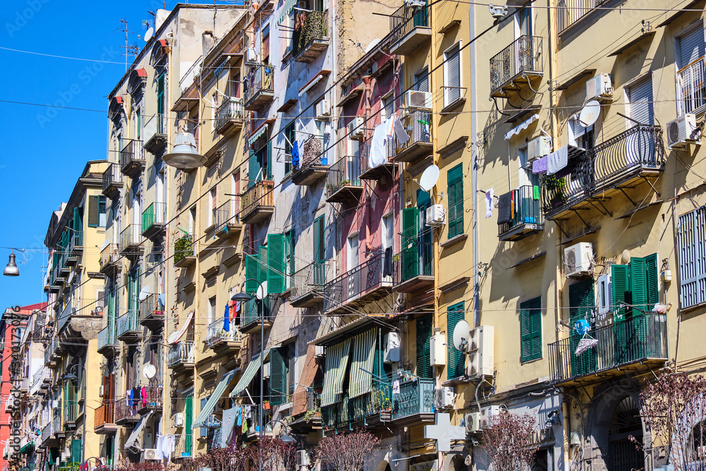 Housing in the old town of Naples in Italy