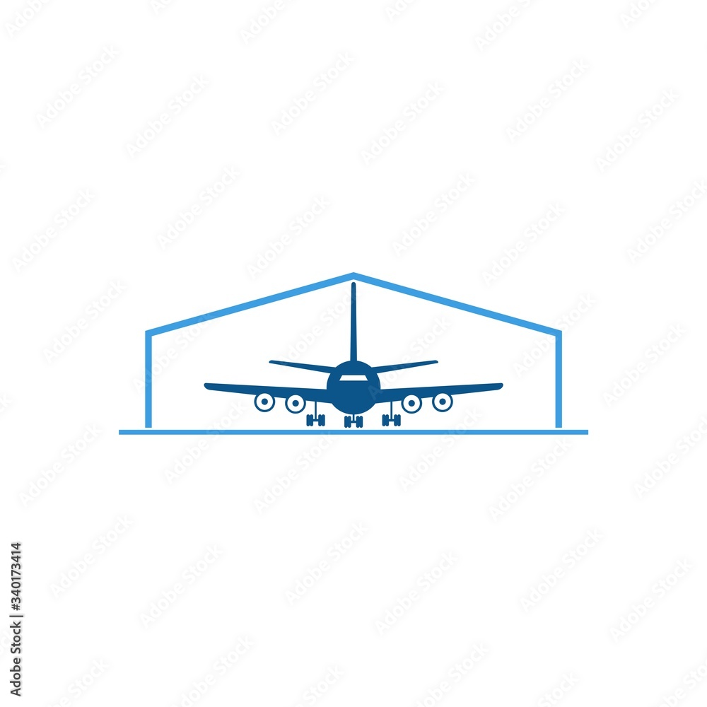 Plane hangar icon for web design isolated on white background