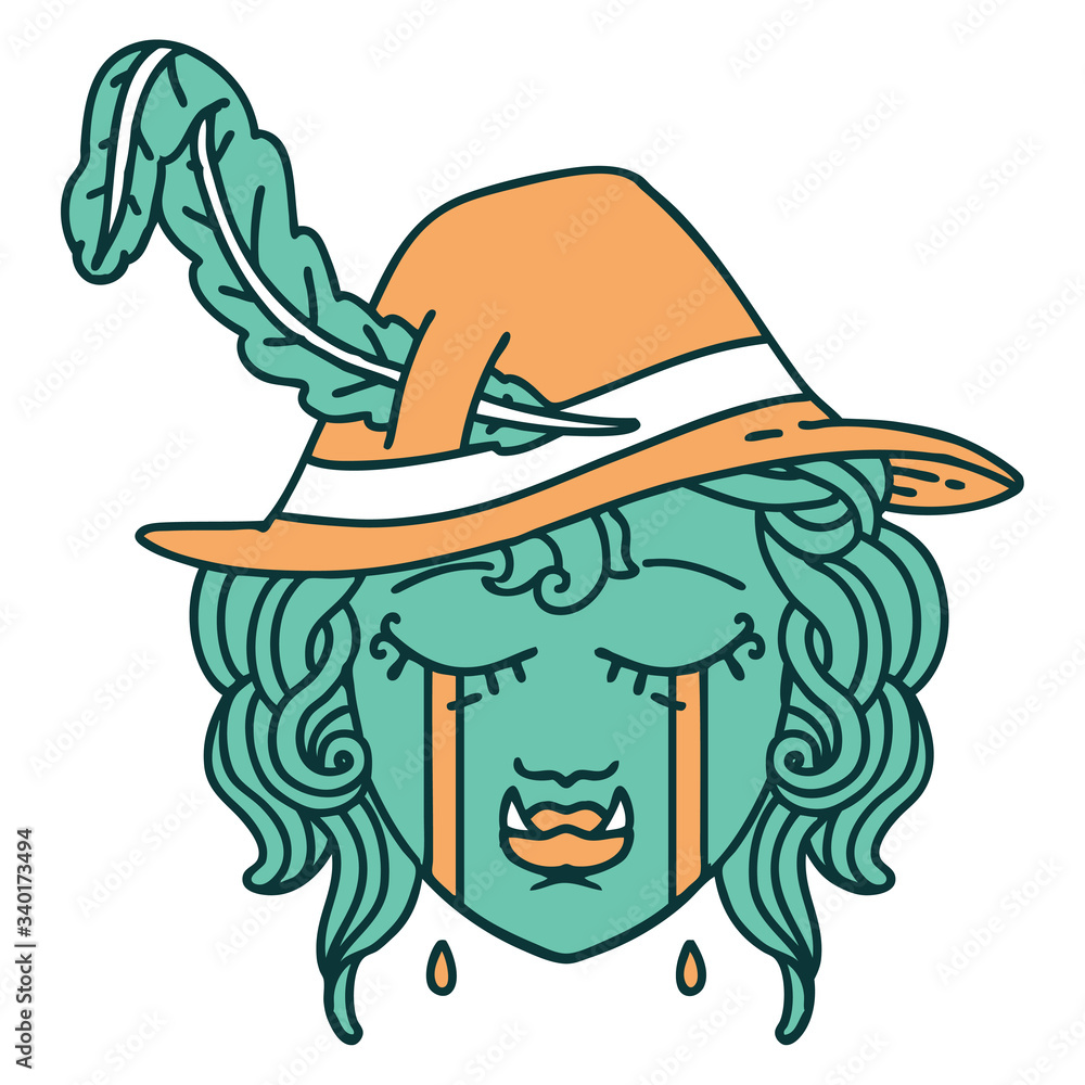 crying orc bard character illustration crying orc bard character illustration
