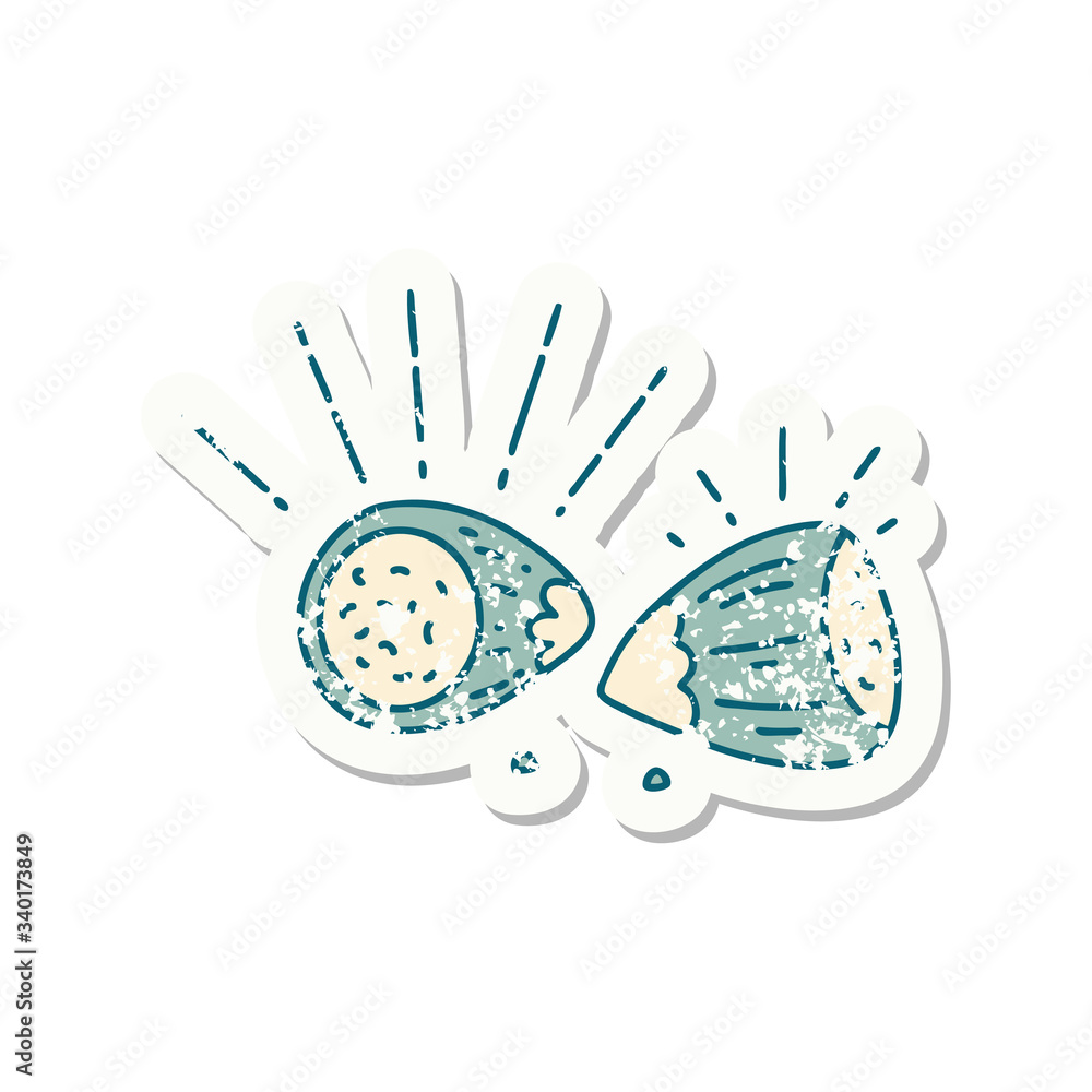 Fototapeta premium grunge sticker of tattoo style hazelnuts