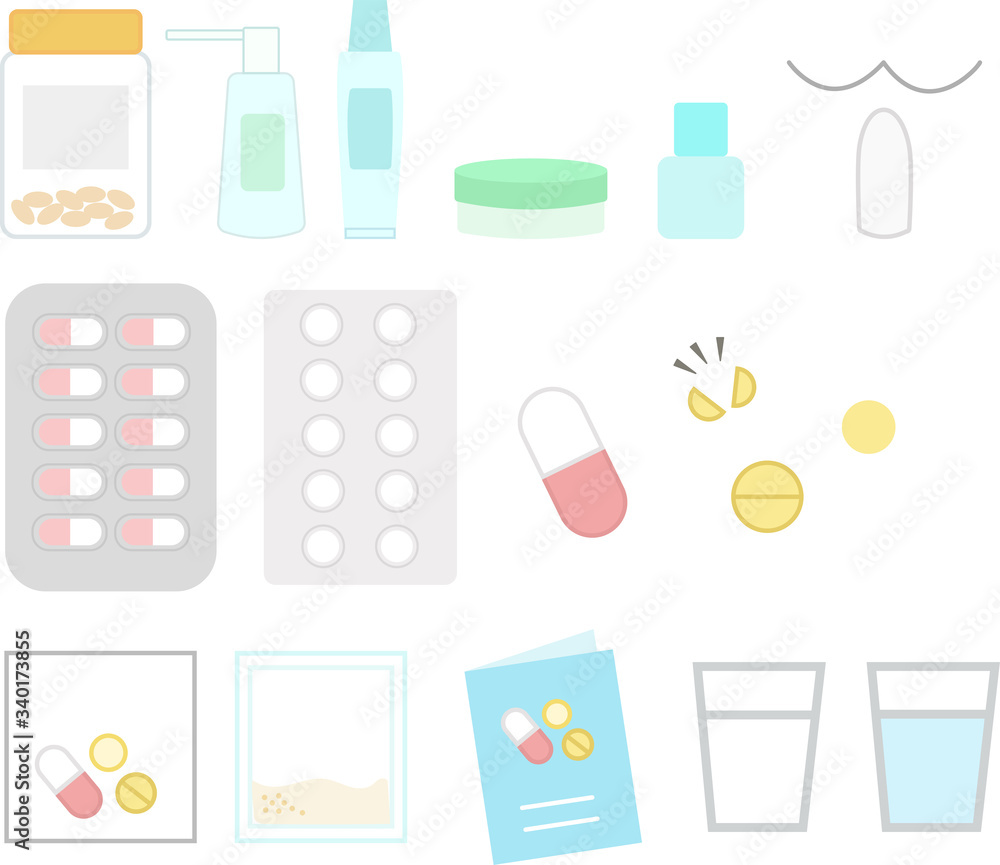 医薬品のイラストセット Stock Vector Adobe Stock