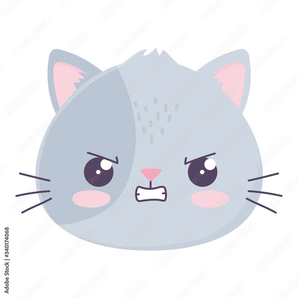 kawaii cute cat face cartoon isolated icon kawaii cute cat face cartoon isolated icon