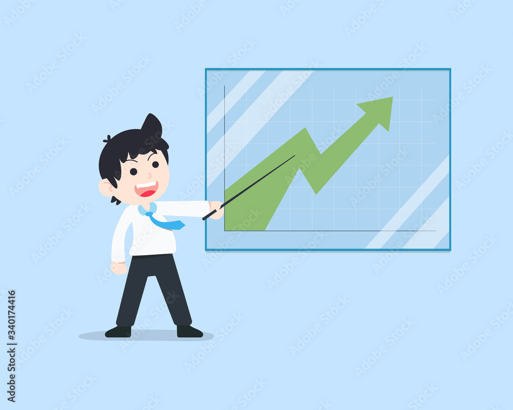 SD Business Man Present the line graph with good results SD Business Man Present the line graph with good results