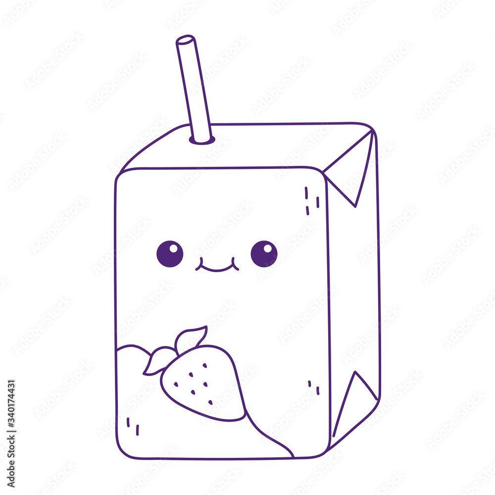 kawaii juice box with straw cute cartoon isolated icon on white background kawaii juice box with straw cute cartoon isolated icon on white background