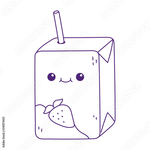 kawaii juice box with straw cute cartoon isolated icon on white background