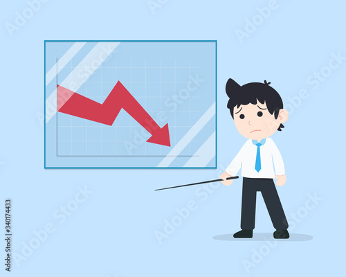 SD Business Man Present the line graph with bad results