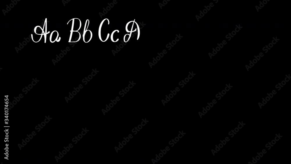 Self drawing animation of ABC, English alphabet letters. Calligraphy lettering concept. Black background. Self drawing animation of ABC, English alphabet letters. Calligraphy lettering concept. Black background.