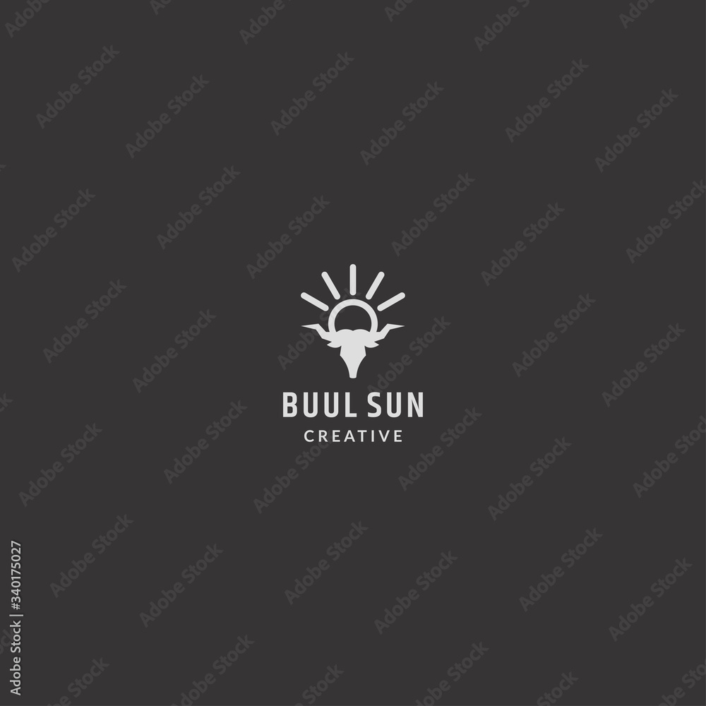 Bull Sun logo template design in Vector illustration 