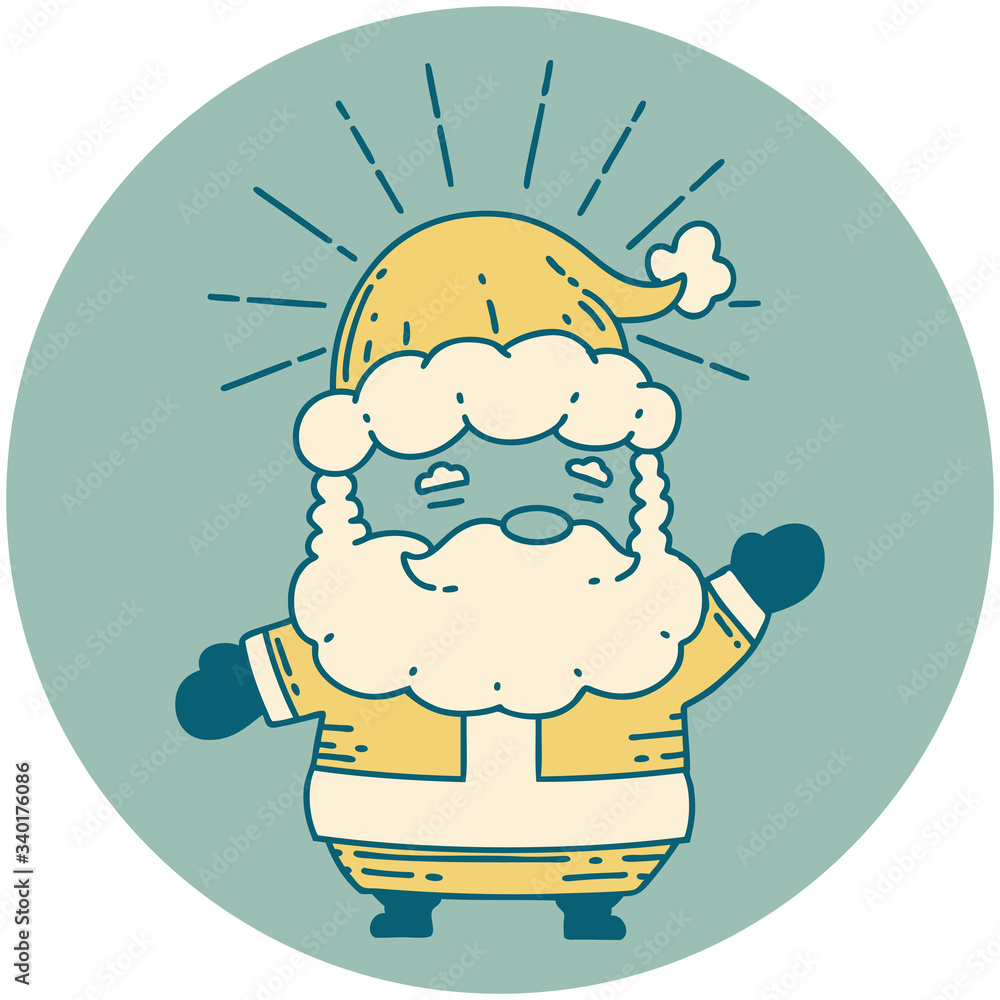 Fototapeta premium icon of tattoo style santa claus christmas character
