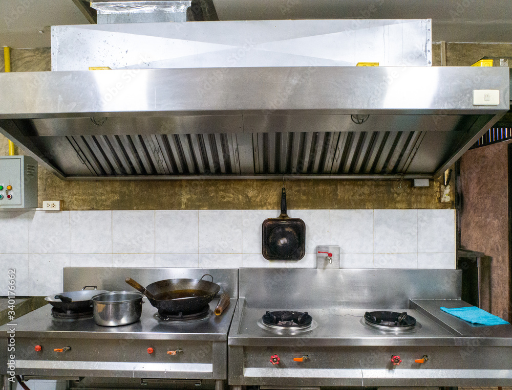 Kitchen with cooking equipment And the hood Kitchen with cooking equipment And the hood