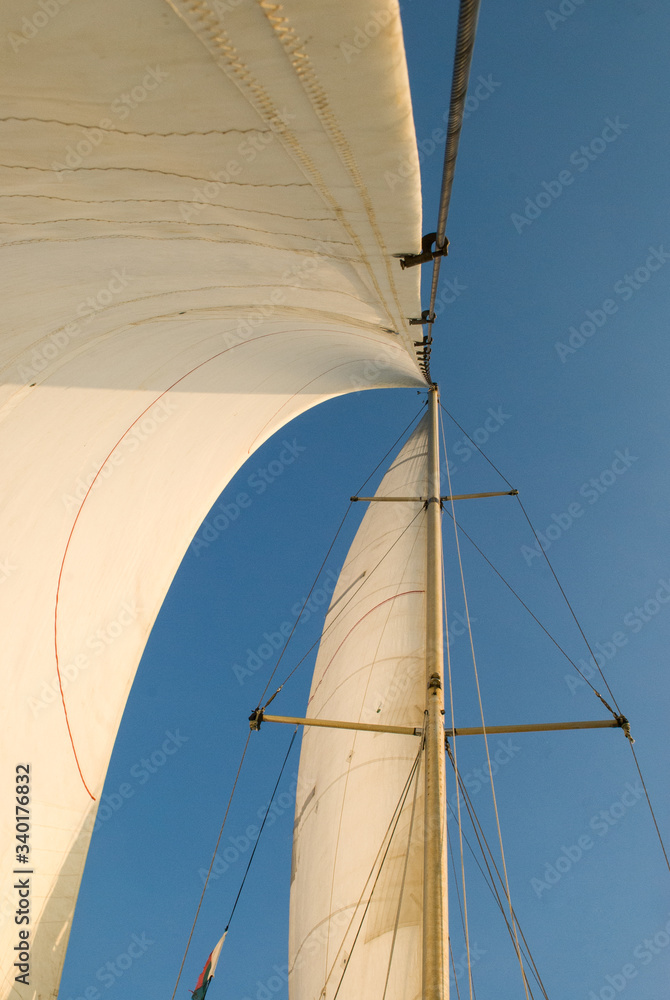 Fototapeta premium Navigation à la voile : voiles hissées.
