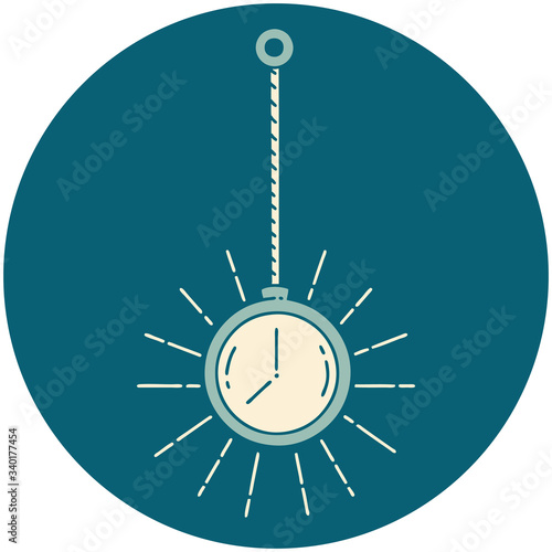 icon of tattoo style gold pocket watch