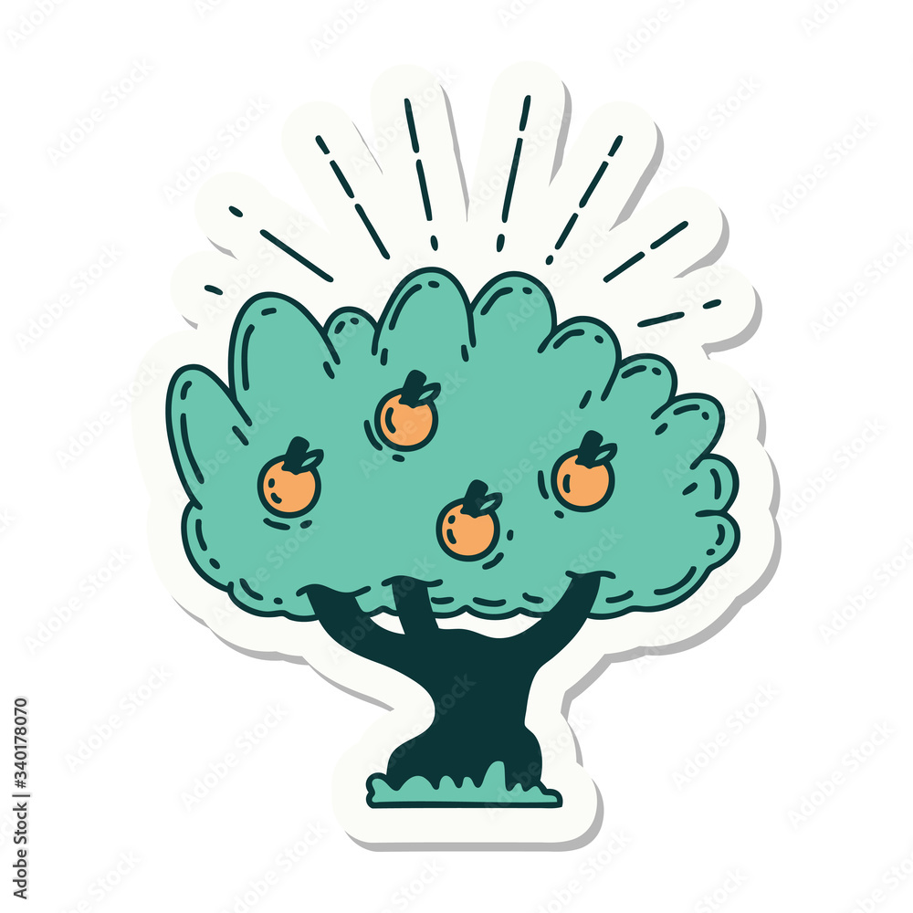 sticker of tattoo style apple tree sticker of tattoo style apple tree