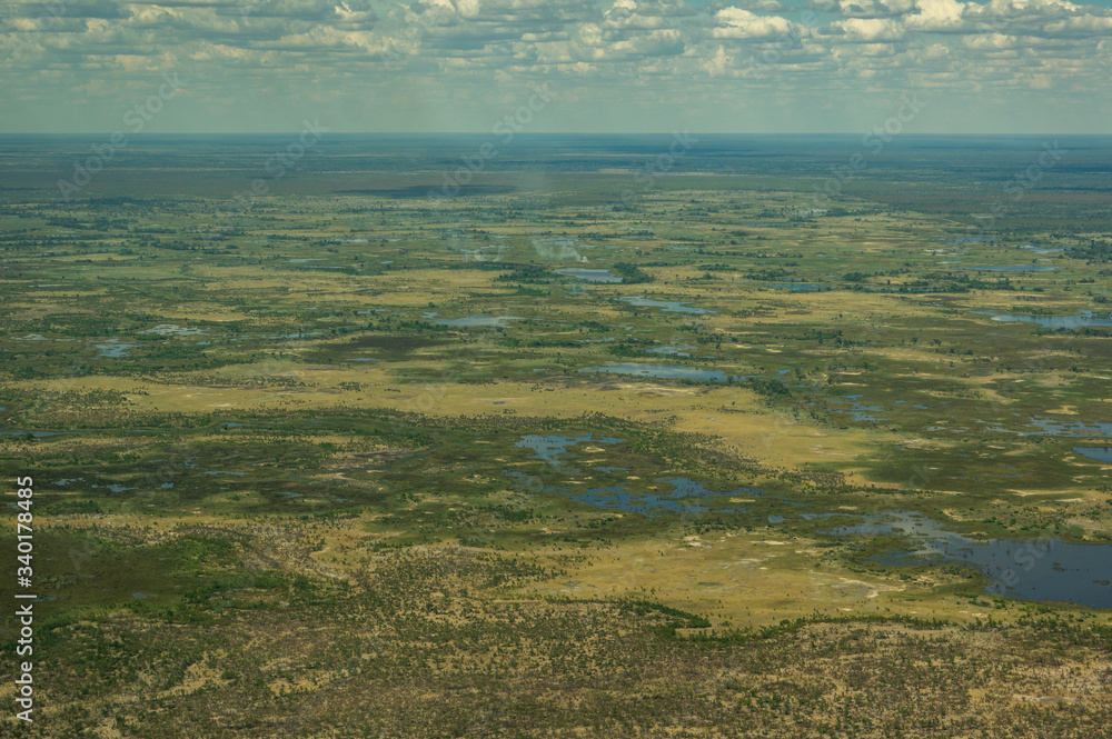 Botswana landscape from the air shows its many waterways and its natural beauty