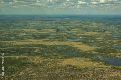 Botswana landscape from the air shows its many waterways and its natural beauty